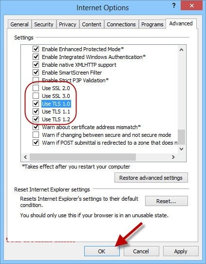Configure internet explorer SSL settings to Resolve QuickBooks Error Code 12029