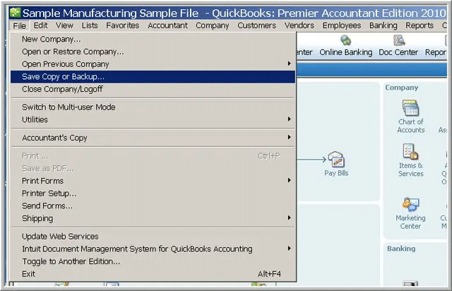 company file to a different location