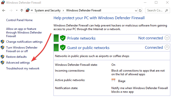 Configure your firewall and anti-virus defender - Screenshot