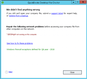 QBDBMGRN Not Running on Computer Server error prompt