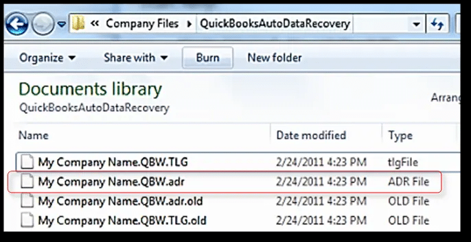 QuickBooks auto data recovery(ADR)