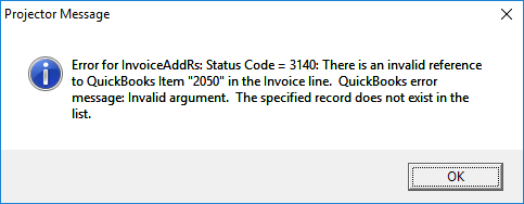 QuickBooks error code 3140 - Screenshot
