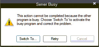 Resolving quickBooks error server busy - Screenshot