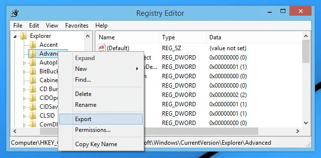 Use Registry Editor - screenshot